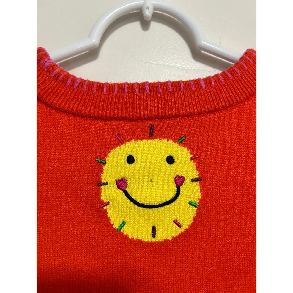 Kerri Rosenthal Orange Next SMILE ON‎ YOU Smiley Sun Knit Sweater Top Size S - Picture 3 of 16
